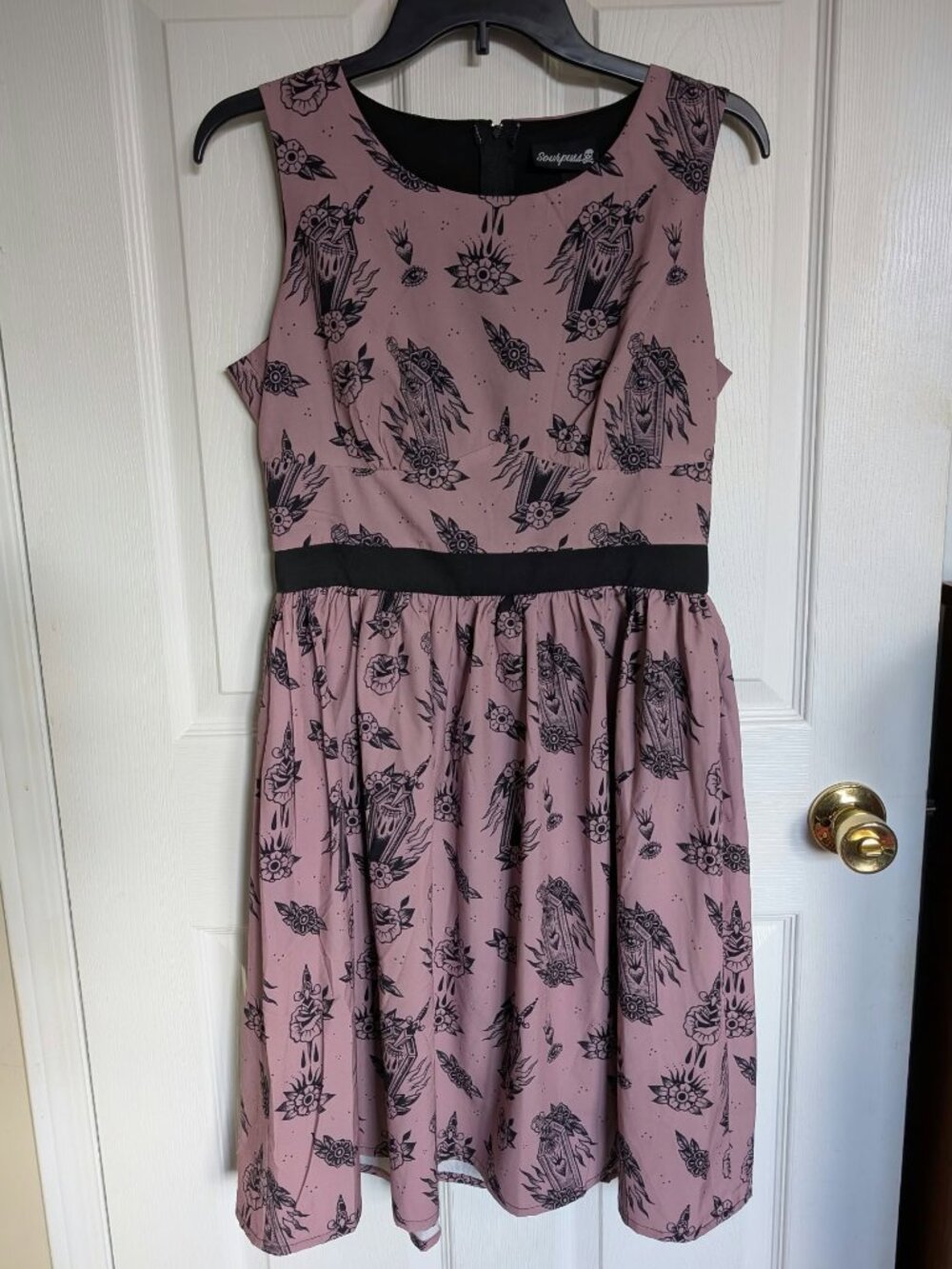Sourpuss Sleeveless Tattoo Print Dress